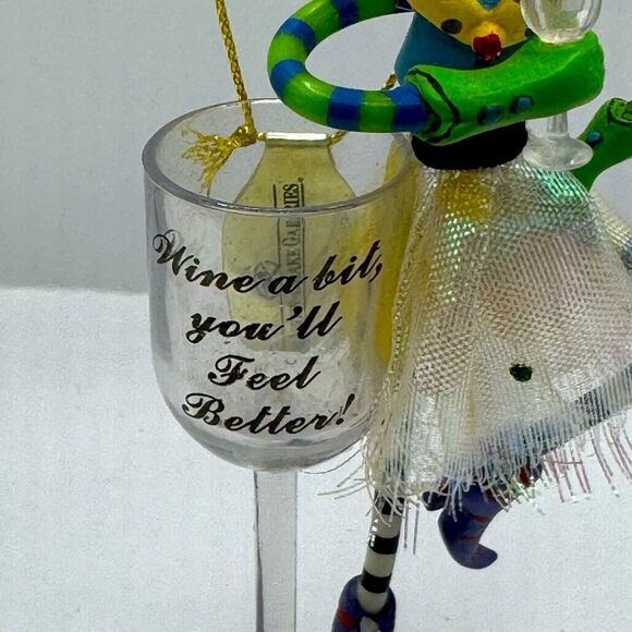 “Wine A Bit Youll Feel Better” Kitschy 2008 Christmas Ornament Woman & Wine - Picture 2 of 6